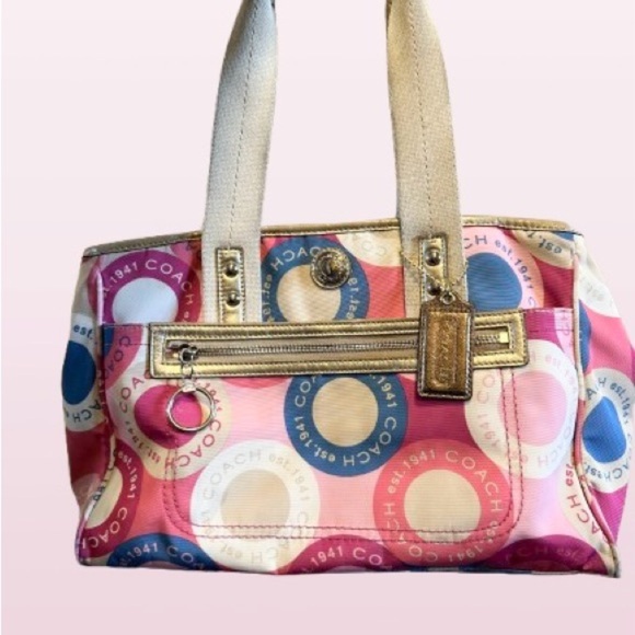 Coach Handbags - Coach Multi-color Daisy Scarf Print Tote Bag